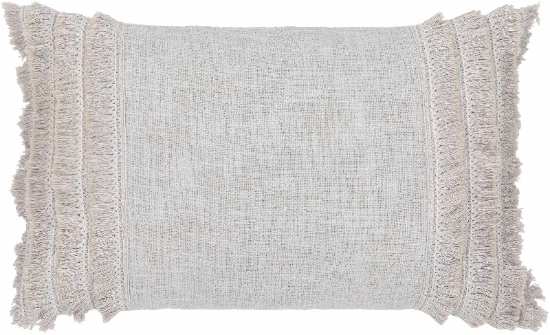 Pototan Light Gray Fringe Texture Throw Pillow - Clearance