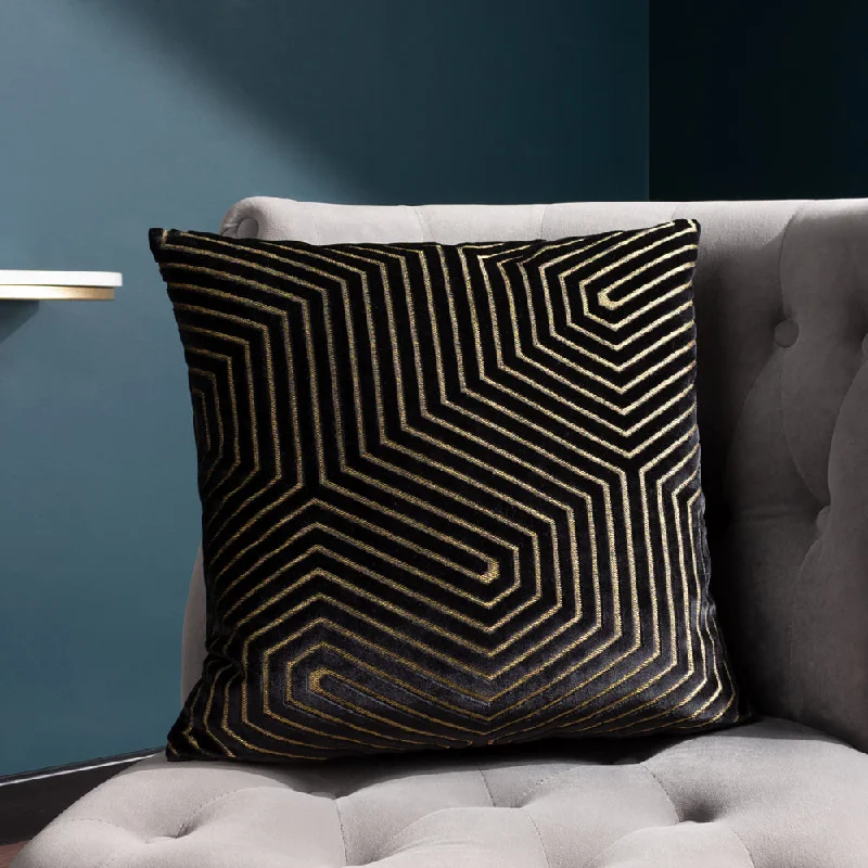 Evoke Cut Velvet Cushion Black