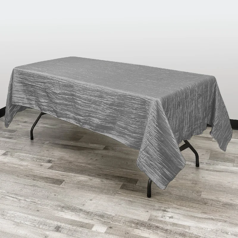 60 x 102 Inch Rectangular Crinkle Taffeta Tablecloth Dark Silver