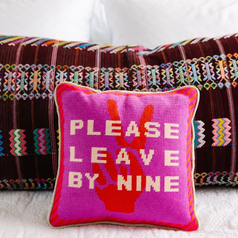 Leave by Nine Needlepoint Pillow