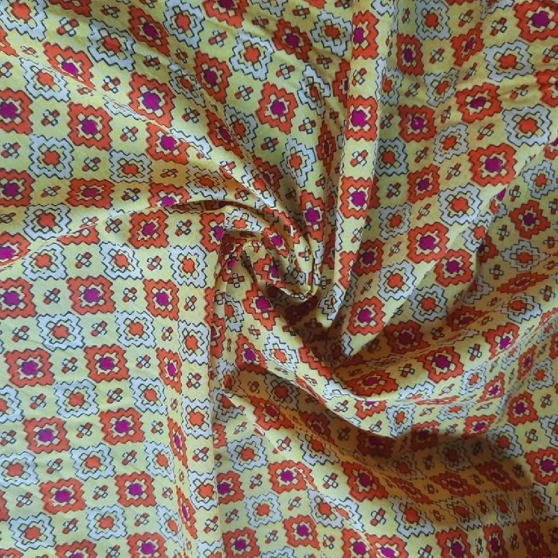 Yellow Moroccan Pattern Cotton Fabric