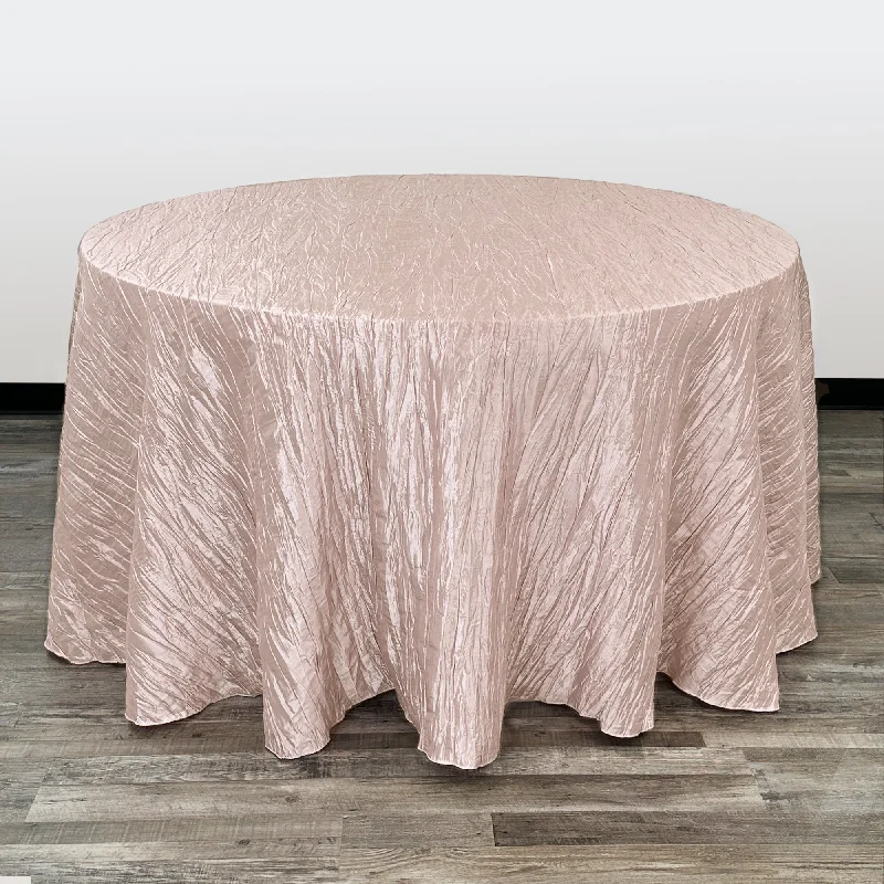 108 Inch Round Crinkle Taffeta Tablecloth Blush