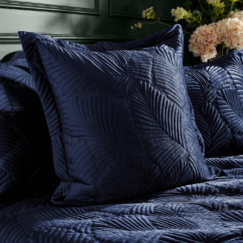 Palmeria Quilted Velvet Cushion Navy