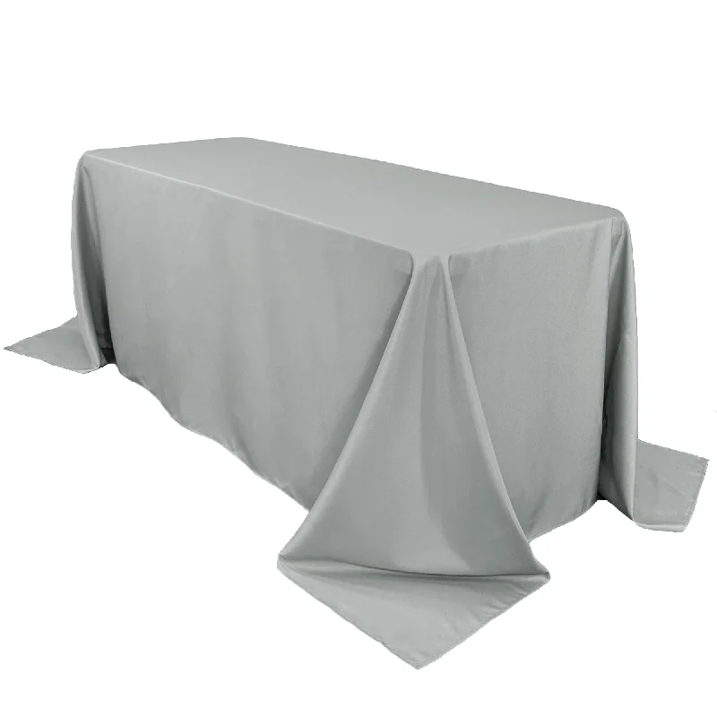 90 x 132 inch Polyester Rectangular Tablecloth Silver