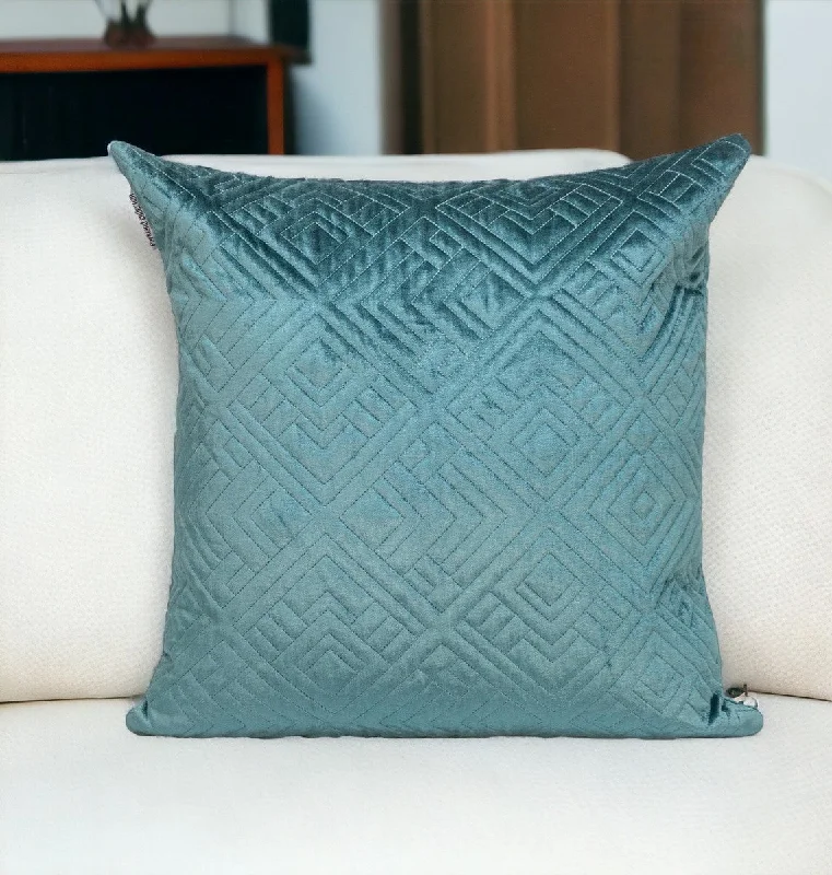 Quilted Teal Decorative Throw Pillow