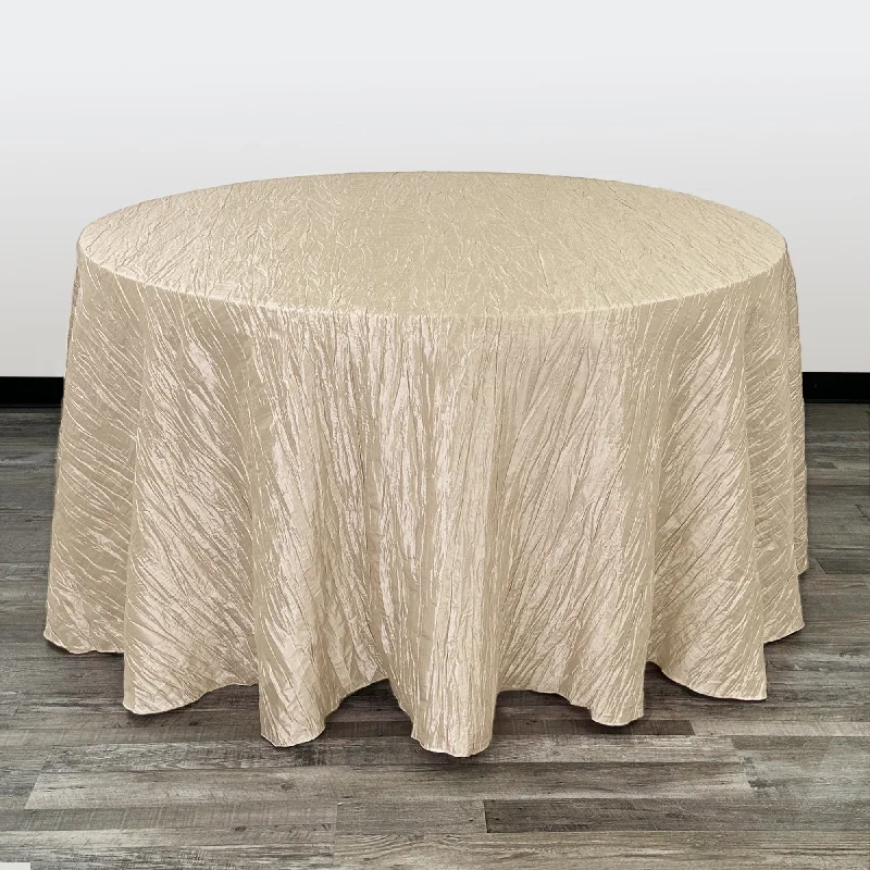 108 Inch Round Crinkle Taffeta Tablecloth Champagne