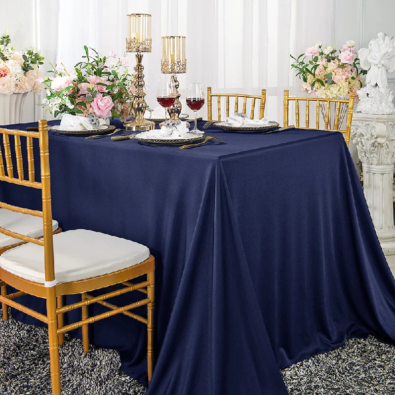 54"x96" Seamless Rectangular Scuba (Wrinkle-Free) (240 GSM) Tablecloth - Navy Blue (1pc)