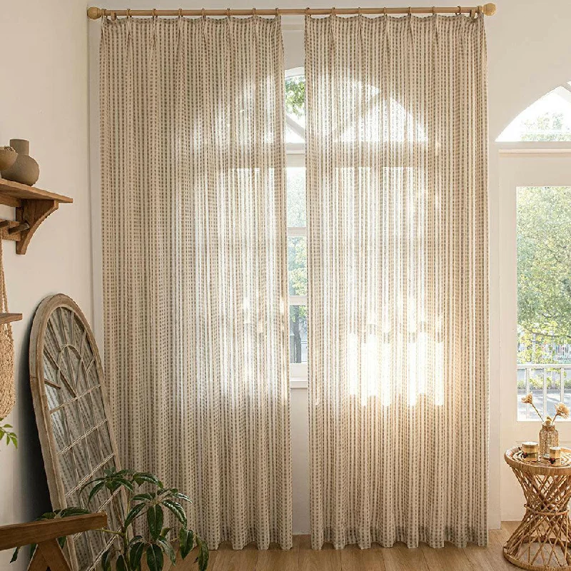 Eco-Lin Grid Harmony Linen Custom Curtains