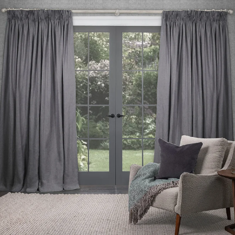 Emilio Woven Pencil Pleat Curtains Fossil