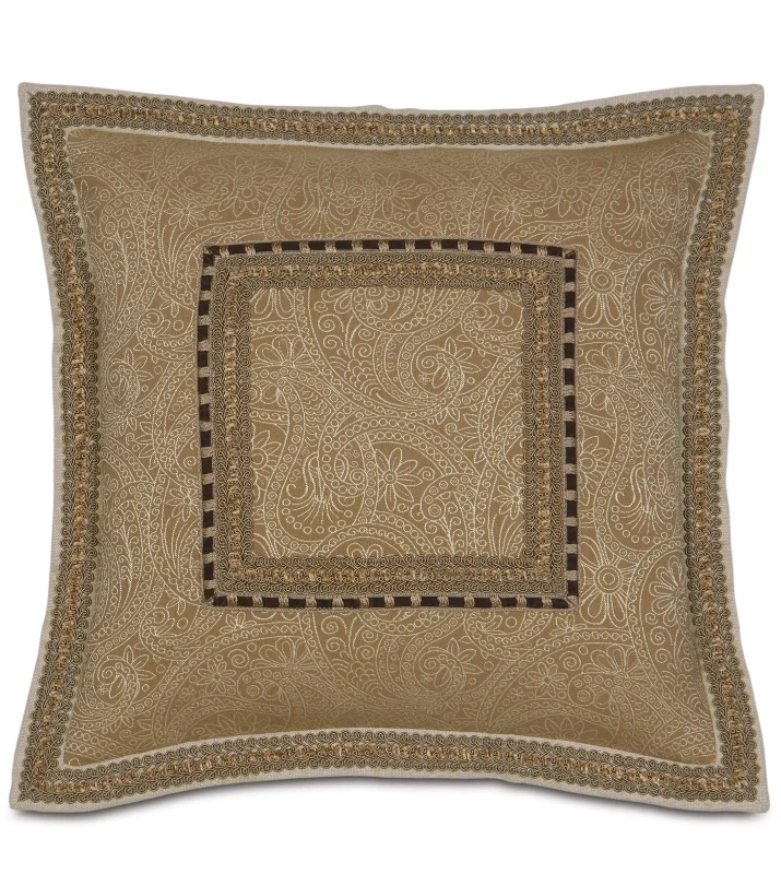 Astoria Caramel Paisley Throw Pillow Cover 20x20