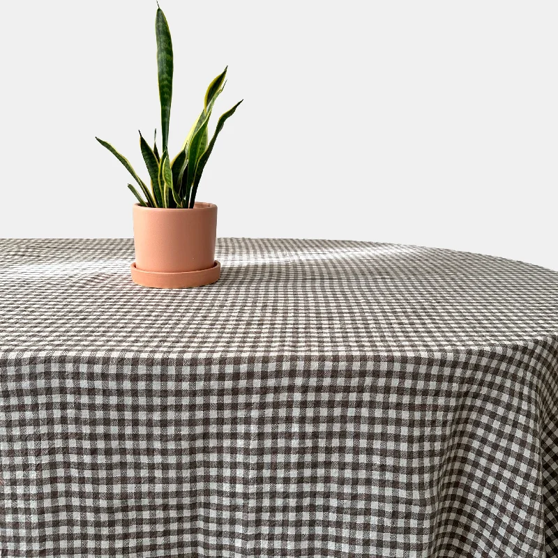 Linen Tablecloth in Brown Gingham