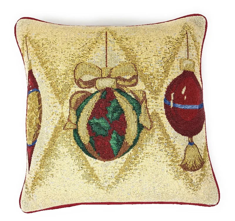 DaDa Bedding Elegant Ornaments Gold Red Woven Tapestry Throw Pillow Covers - 16" x 16" (6139)