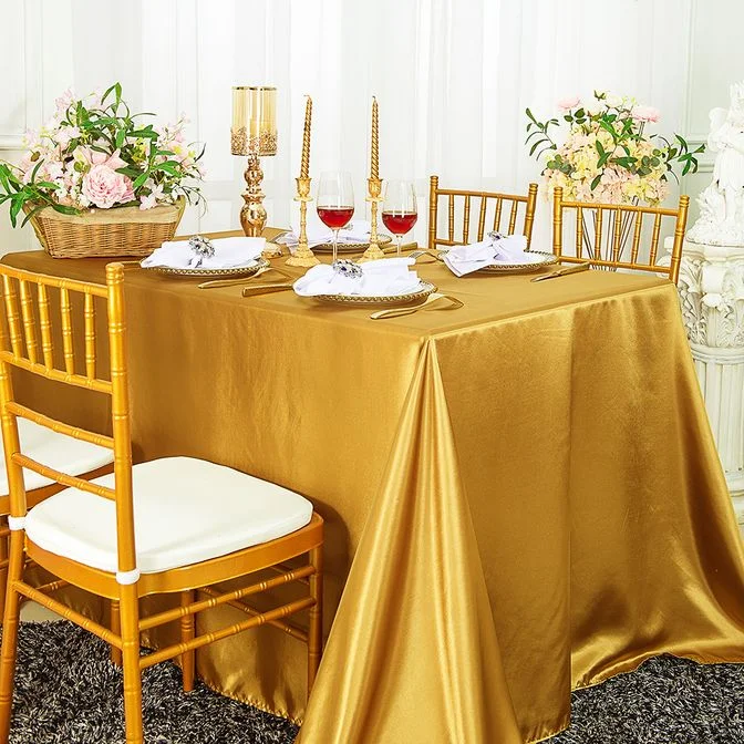 54"x108" Seamless Rectangular Satin Tablecloth/Overlay - Gold (1pc)