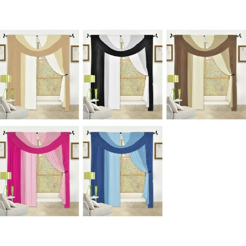 Bella 4 Pc Window in a Bag Set, Complete Curtain Drape Valance Window Treatment