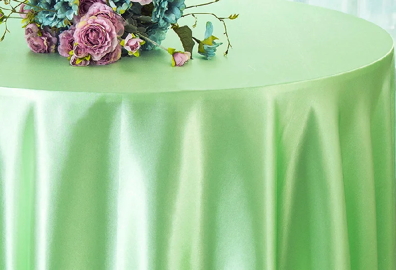 90" Seamless Round Satin Tablecloth - Mint Green (1pc)