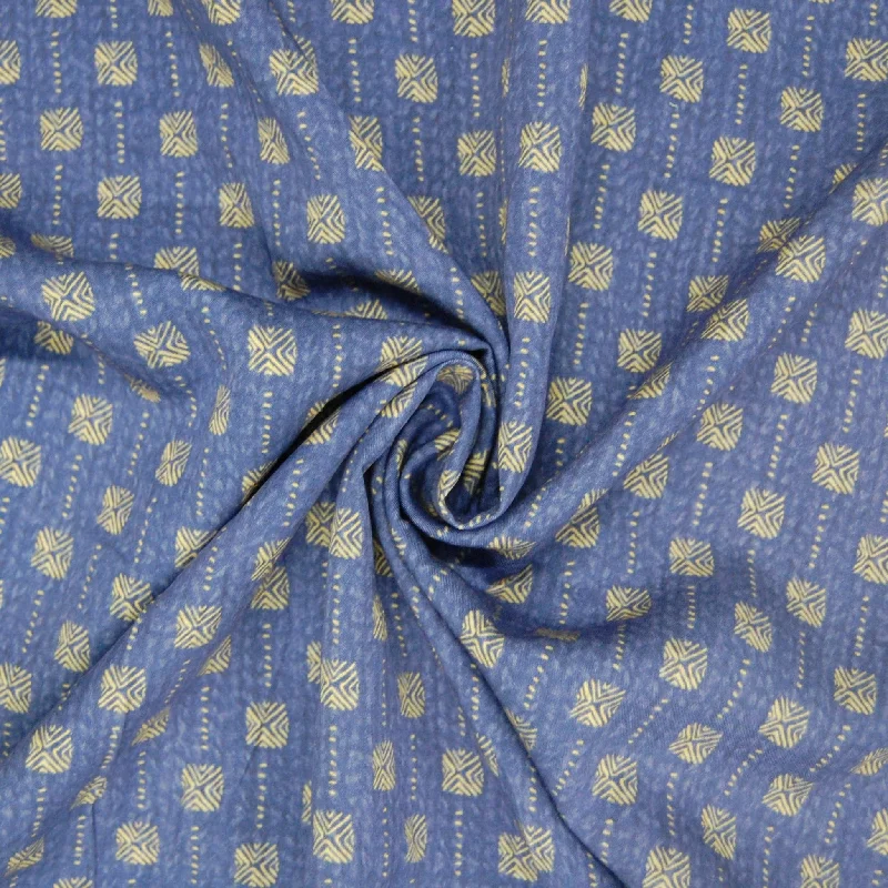 Blue Traditional Print Rayon Fabric