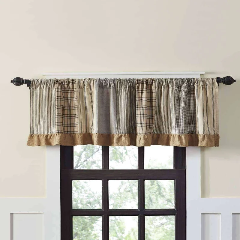 Sawyer Mill Patchwork Valance Curtains Blue, Charcoal, Red