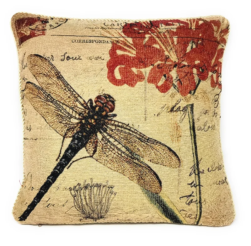 DaDa Bedding Dragonfly Dreams Elegant Insect Bug Throw Pillow Cushion Cover - 1-Piece - 18"