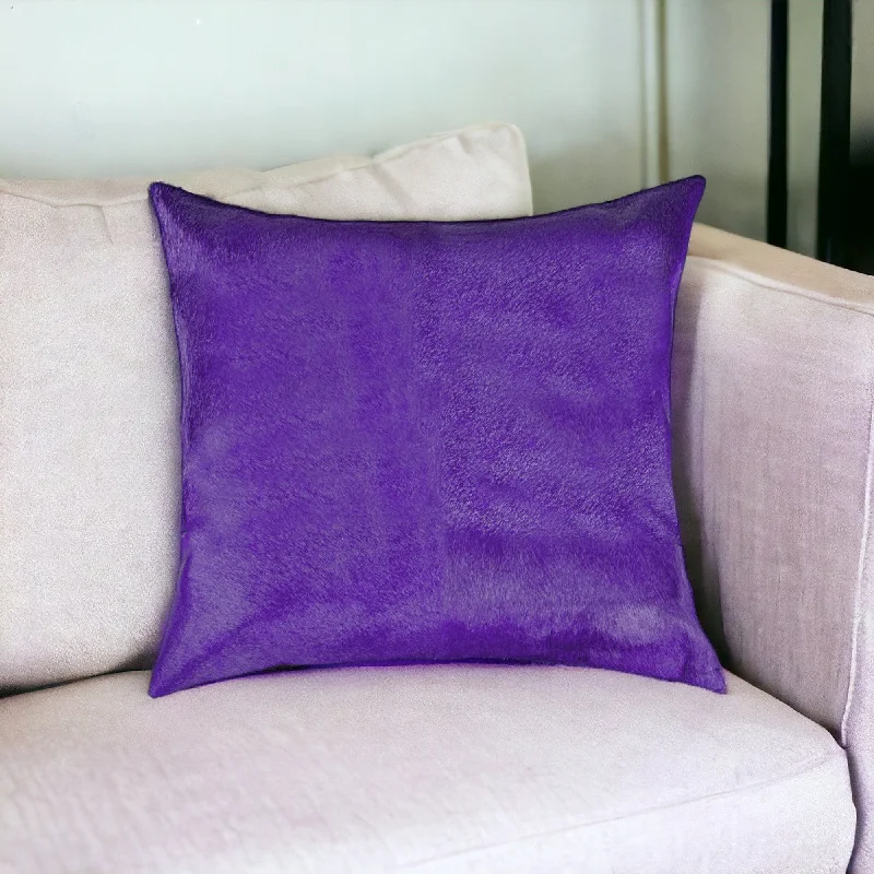 18" Purple Cowhide Throw Pillow