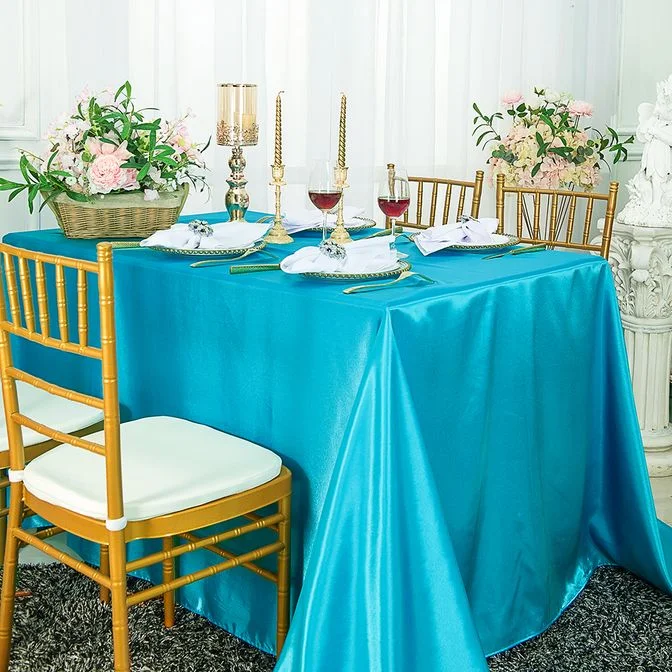 54"x108" Seamless Rectangular Satin Tablecloth/Overlay - Turquoise (1pc)