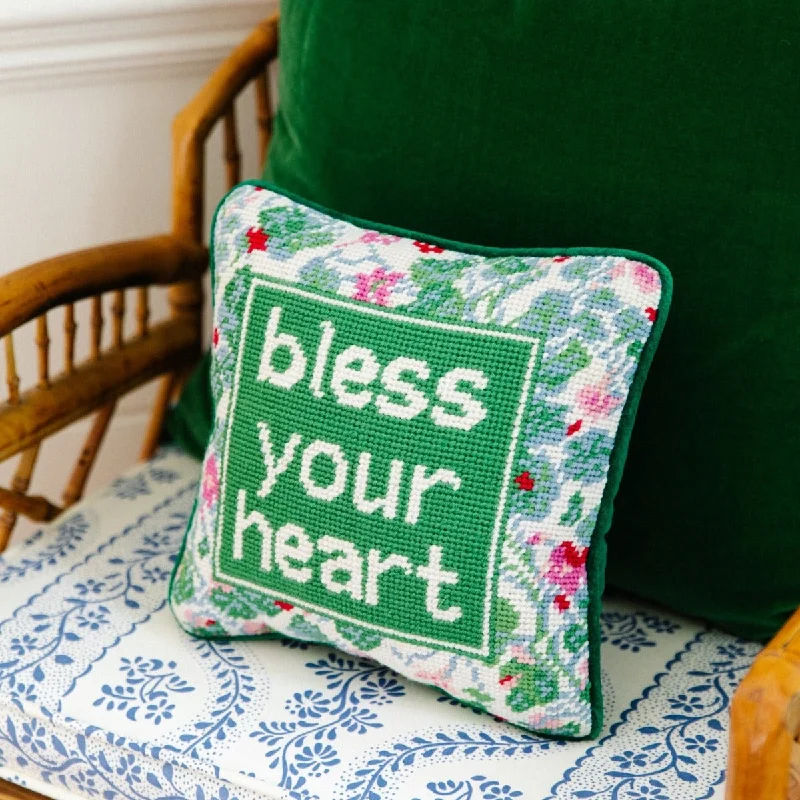 Bless Your Heart Needlepoint Pillow