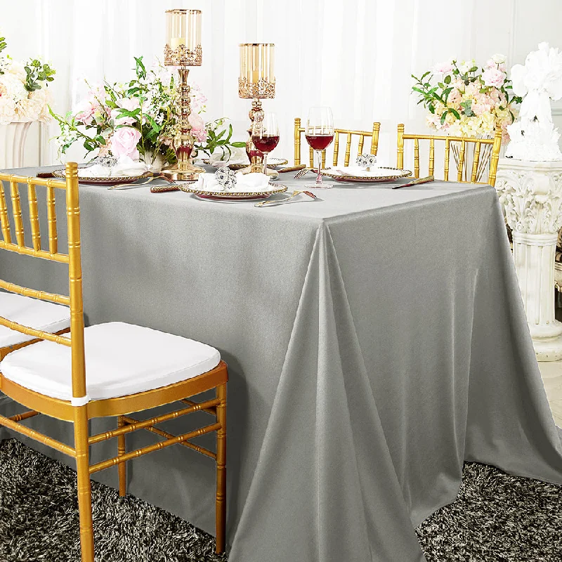 54"x96" Seamless Rectangular Scuba (Wrinkle-Free) (240 GSM) Tablecloth - Silver (1pc)