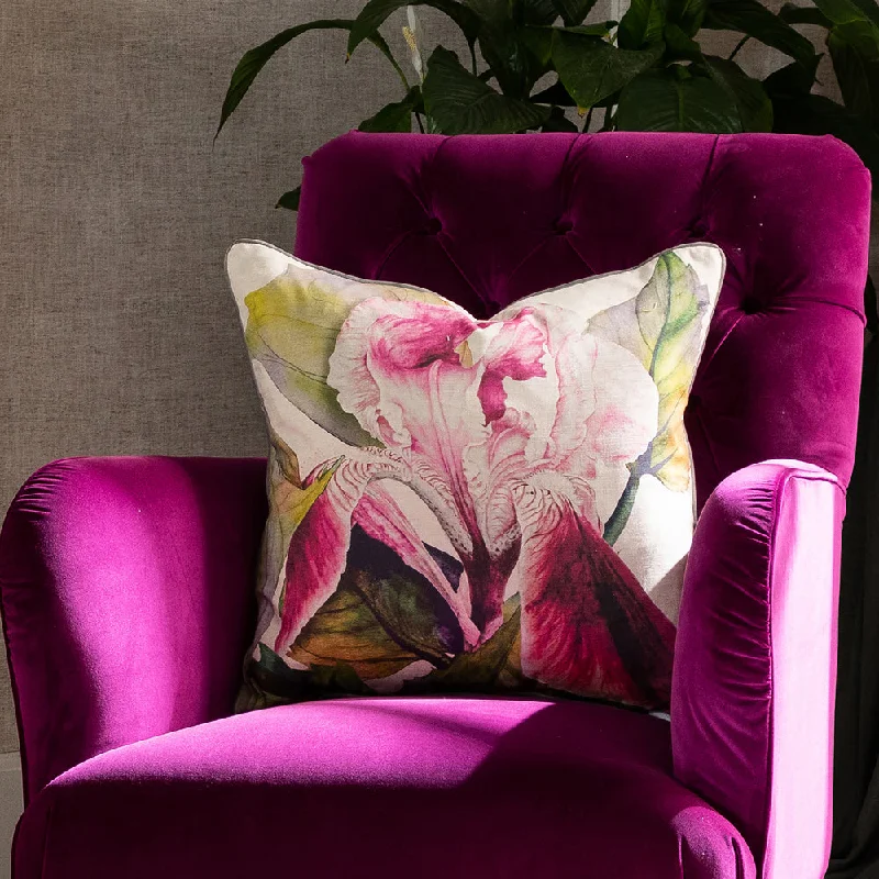 Darwen Printed Feather Cushion Fuchsia