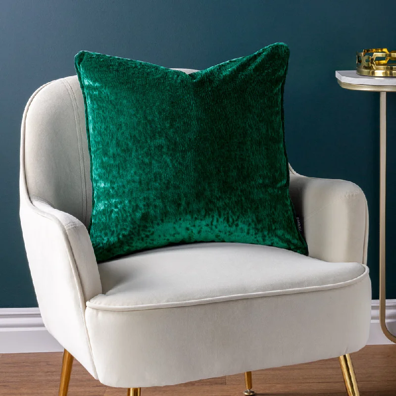 Ripple Plush Velvet Cushion Emerald