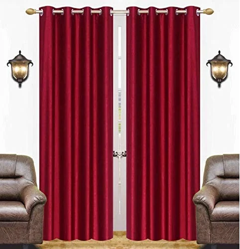 Semi Blackout Plain Curtain - Maroon (Pack of 1)