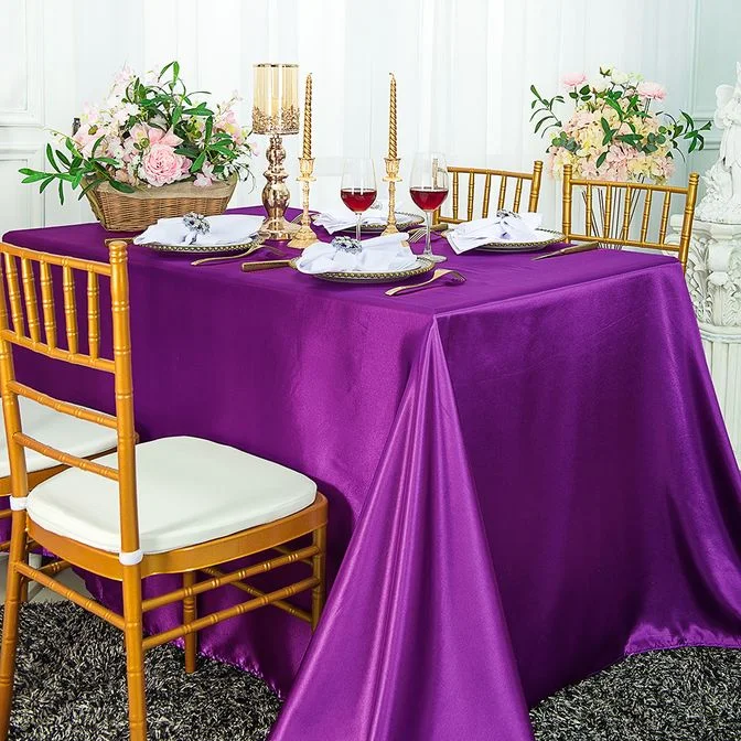 90"x132" Seamless Rectangular Satin Tablecloth - Purple (1pc)