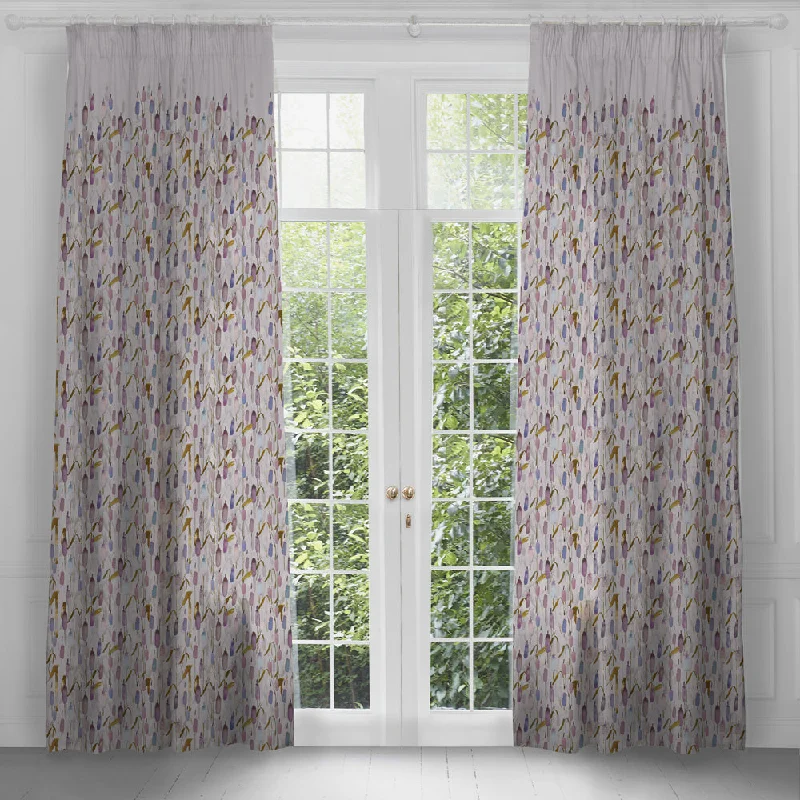 Saroma Printed Pencil Pleat Curtains Ironstone