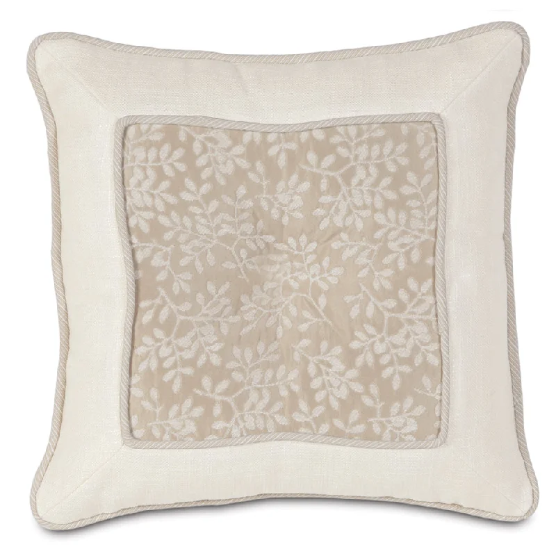 Neutral Leaf Luxury Woven Throw Pillow Cover 16x16