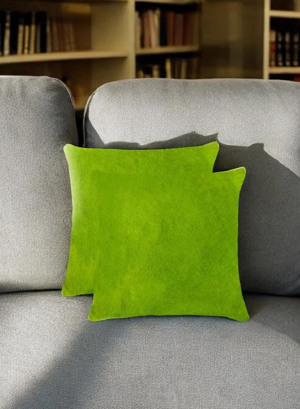 18" X 18" X 5" Lime Cowhide  Pillow 2 Pack