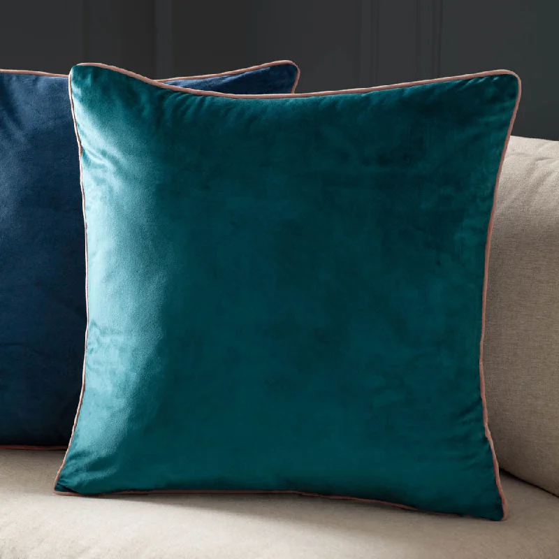 Meridian Velvet Cushion Teal/Blush