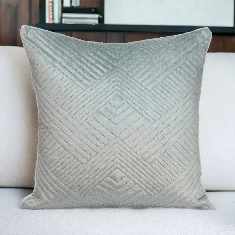 20" Gray Cotton Blend Throw Pillow