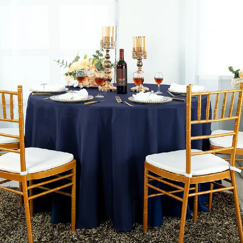 108" Seamless Round Polyester (220 GSM) Tablecloth - Navy Blue (1pc)