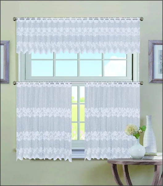 3pc Cafe Curtain Set, Rose