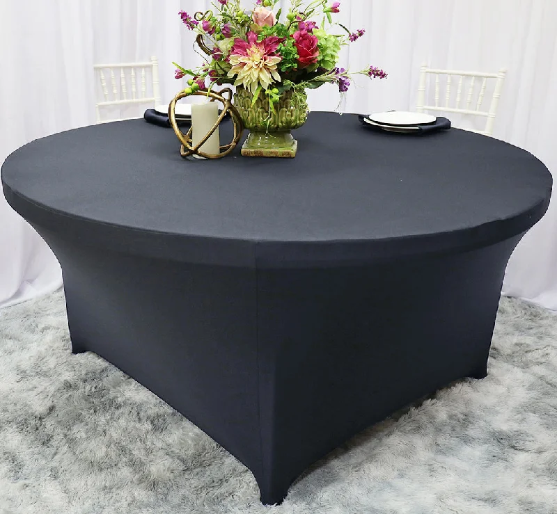 6 Ft Round Spandex (220 GSM) Table Cover - Pewter/Charcoal (1pc)