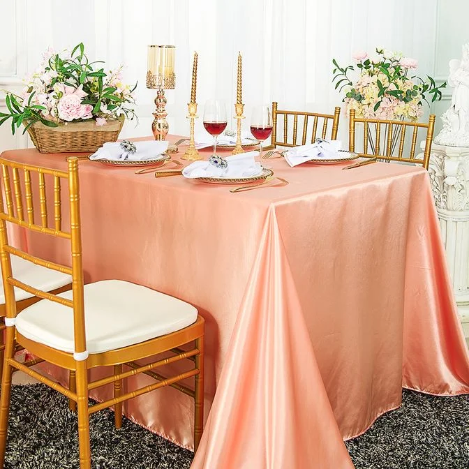 54"x108" Seamless Rectangular Satin Tablecloth/Overlay - Apricot/Peach (1pc)