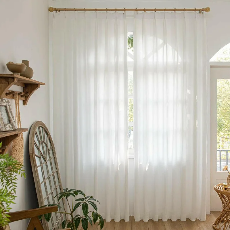 Flow White Semi Sheer Custom Curtains