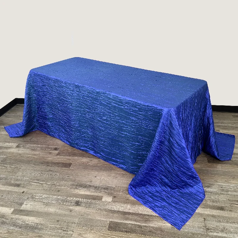 90 x 132 inch Crinkle Taffeta Rectangular Tablecloth Royal Blue