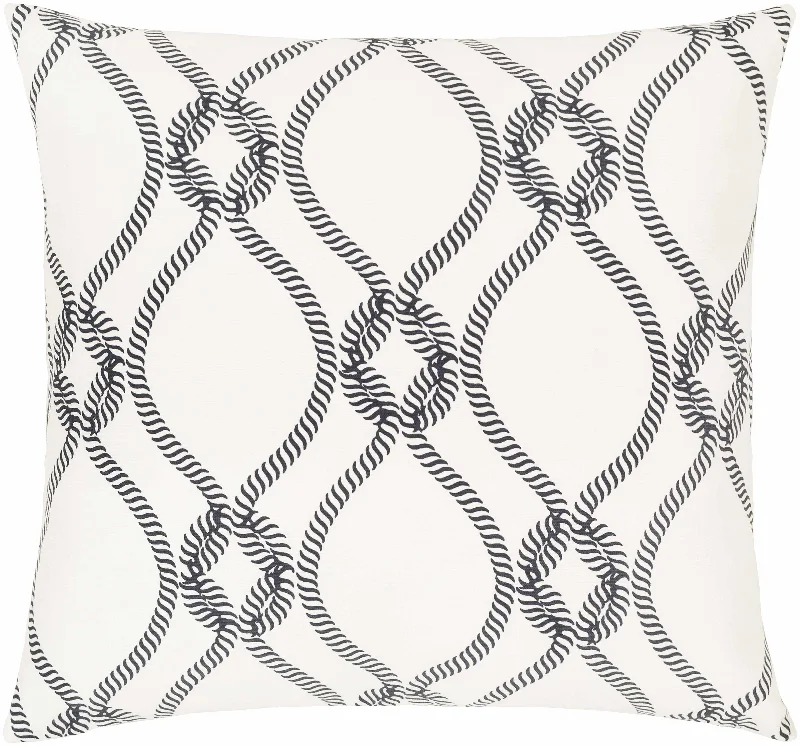 Noyes Ivory Rope Design Throw Pillow - Clearance