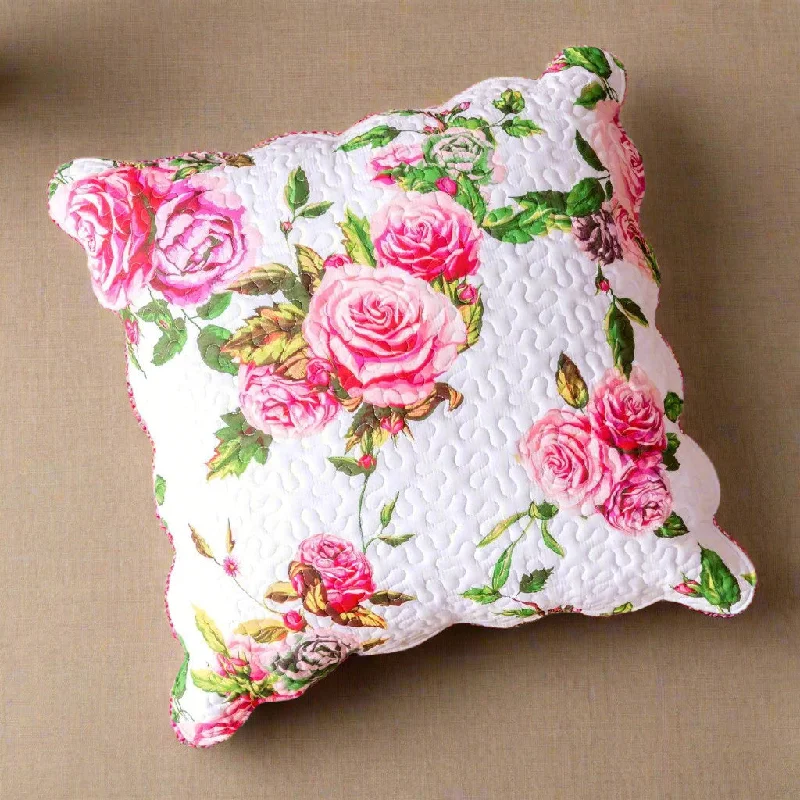 DaDa Bedding Romantic Roses Spring Floral Pink Euro Pillow Sham Cover, 26" x 26" (JHW879)