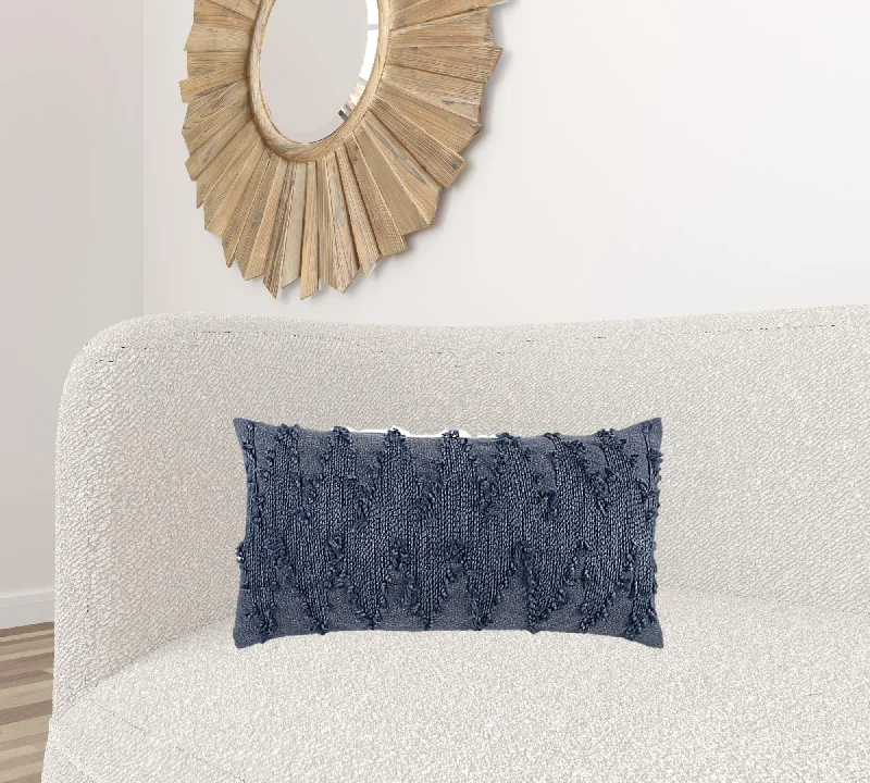 Navy Blue Twisted Chevron Pattern Throw Pillow