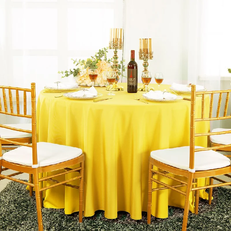 132" Seamless Round Polyester (220 GSM) Tablecloth - Canary Yellow (1pc)