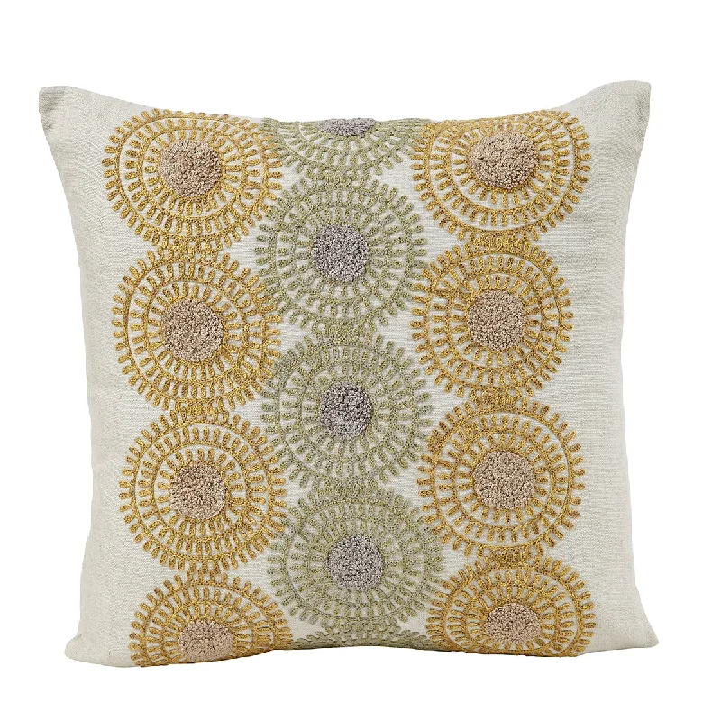 Eastern Elegance Chakra Chain Stitch Green Cushion Cover