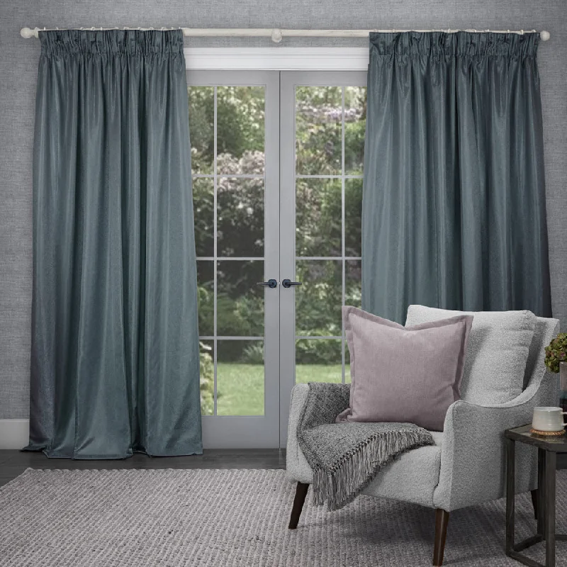 Sereno Woven Pencil Pleat Curtains Teal