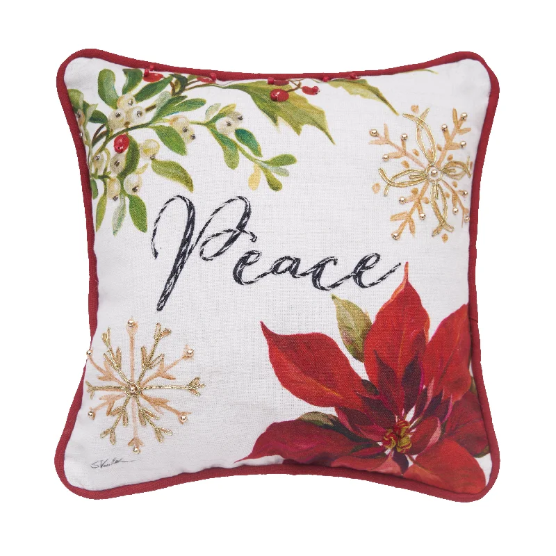 Peace Poinsettia Pillow