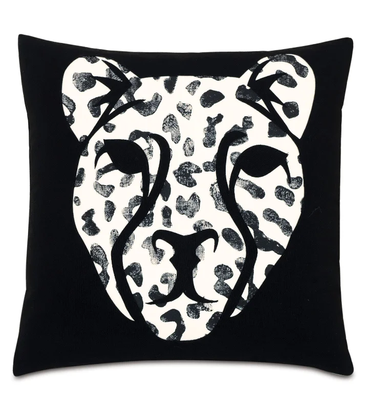 Laser Cut Léopard Outdoor Artisan Throw Pillow Cover 18x18