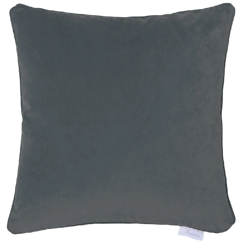 Lapis Velvet Feather Cushion Gunmetal